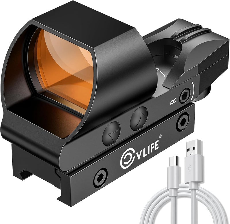 CVLIFE FoxSpook Rechargeable Reflex Sight, 1X28x40mm Red Dot Sight, 4 Adjustable Reticles Red Dot Optics for Picatinny Rail, Red Dot Scope, Paintball Sight Absolute Co-Witness - Image 1